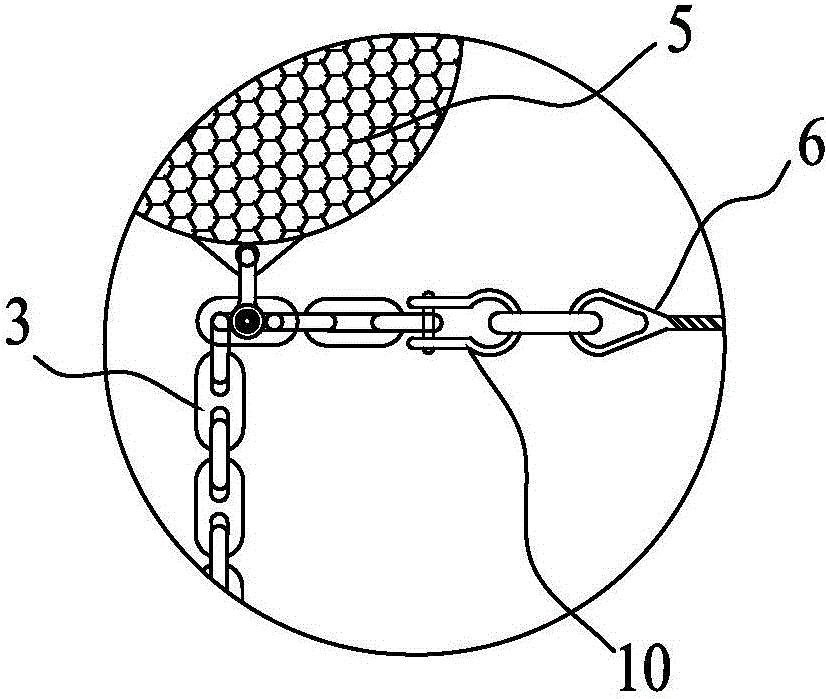 Net cage mooring anchor leg with power buffering function