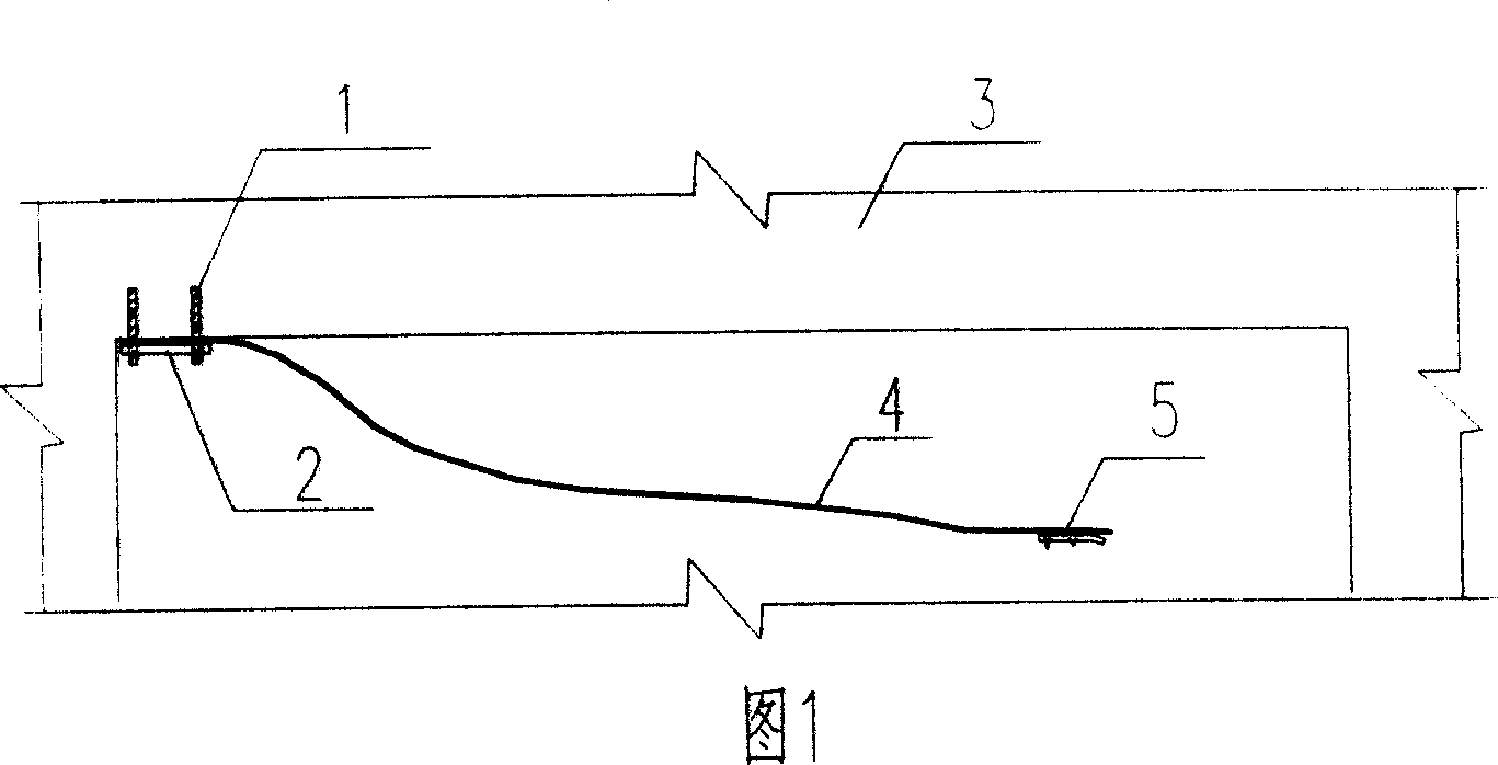 Method for rein forcing concrete structure by top push type prestress carbon fibre cloth and use