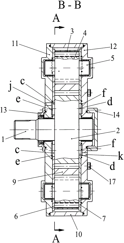 Four acting harmonic gear pump