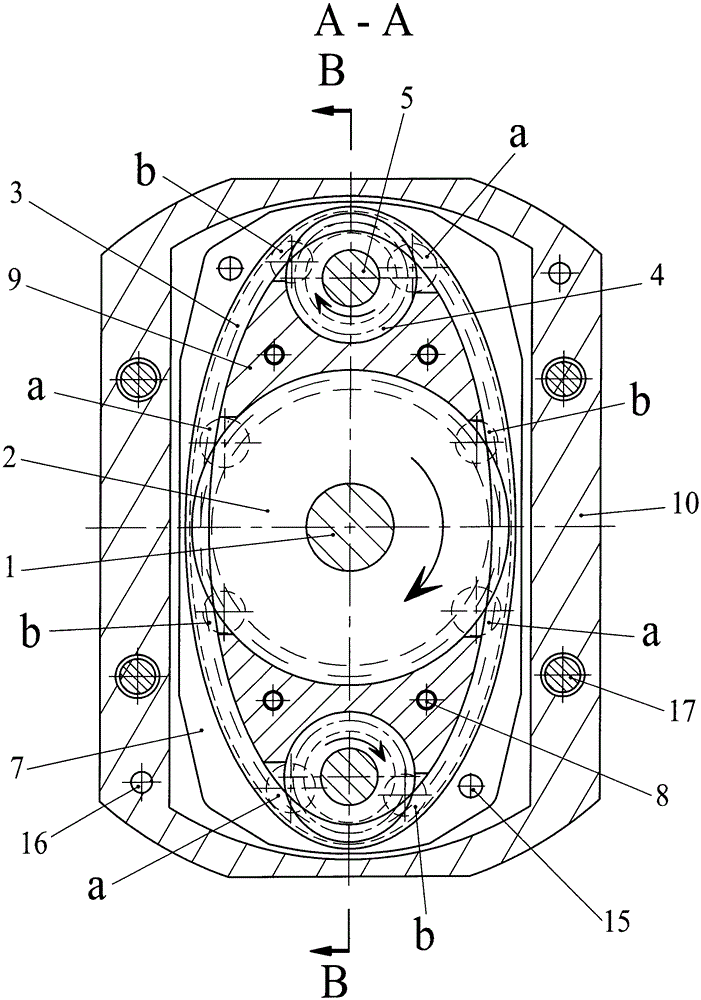 Four acting harmonic gear pump