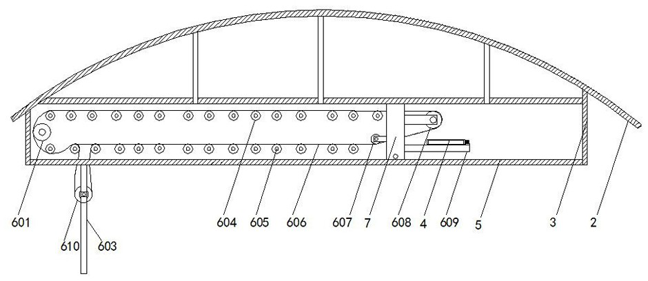 Suspension type material conveying system for material shed