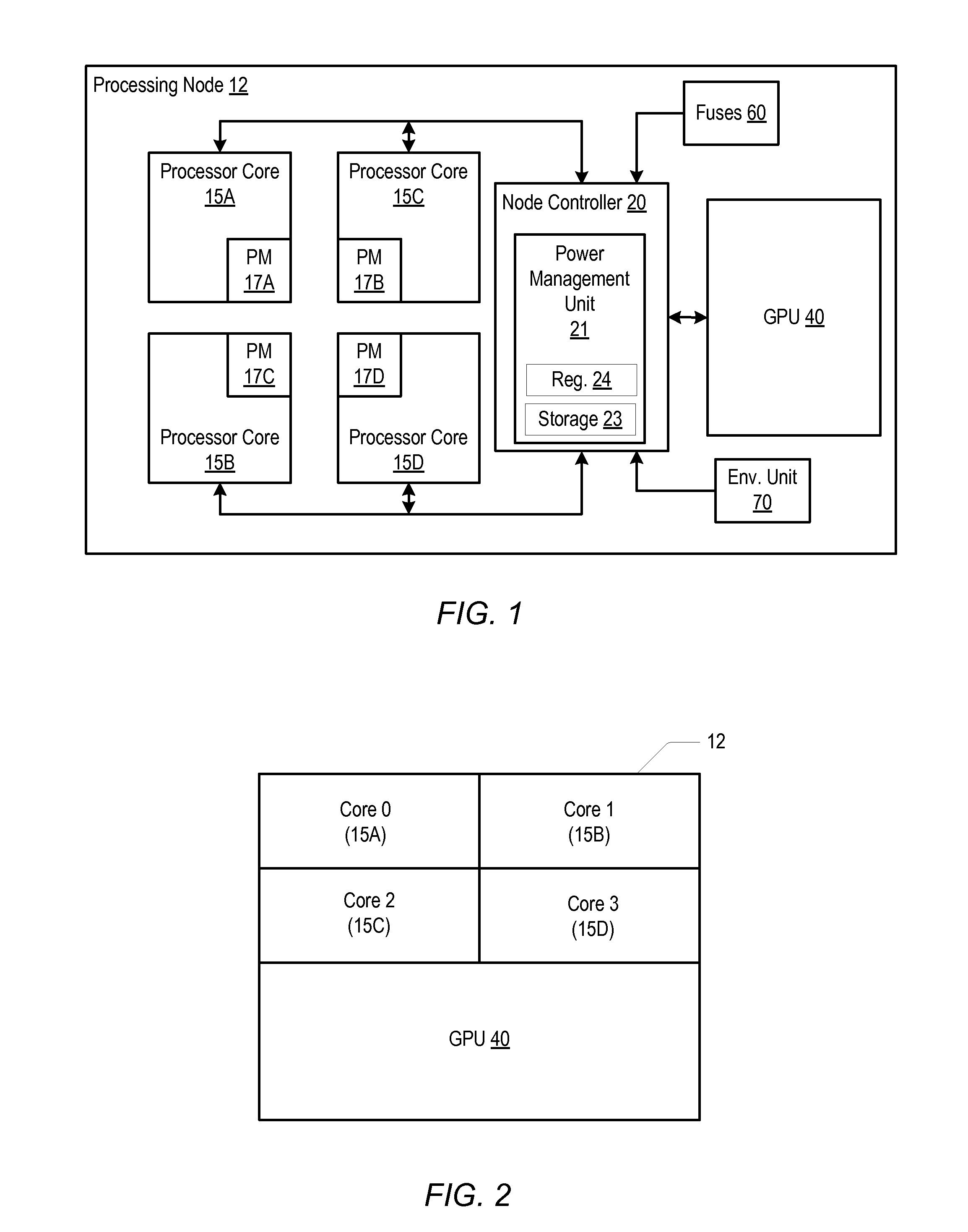 Mechanism for controlling power consumption in a processing node