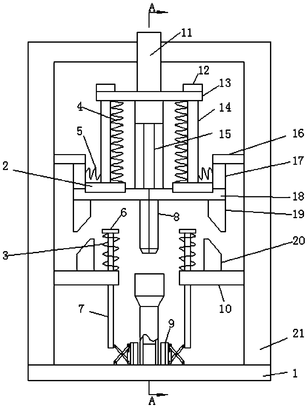 Stamping device special for glasses tube machining and using method thereof