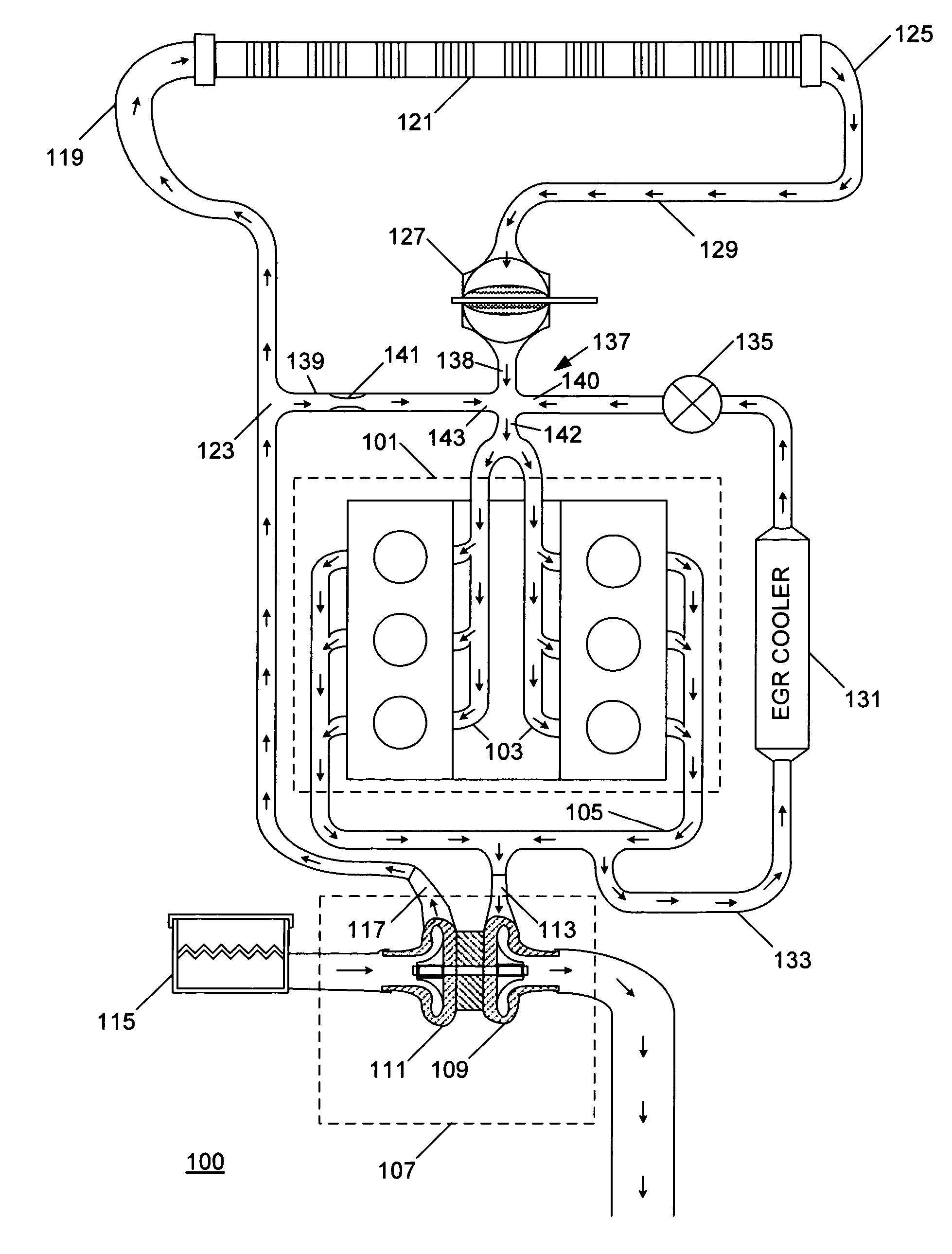 Diesel engine charge air cooler bypass passage and method