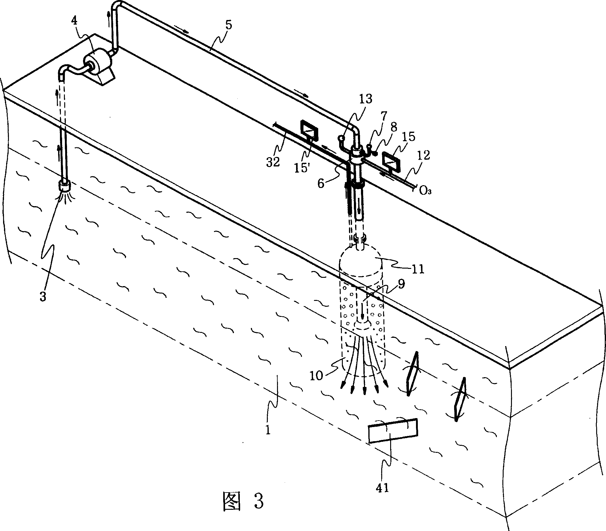 Ozone disinfecting method and device for water supply and drainage system