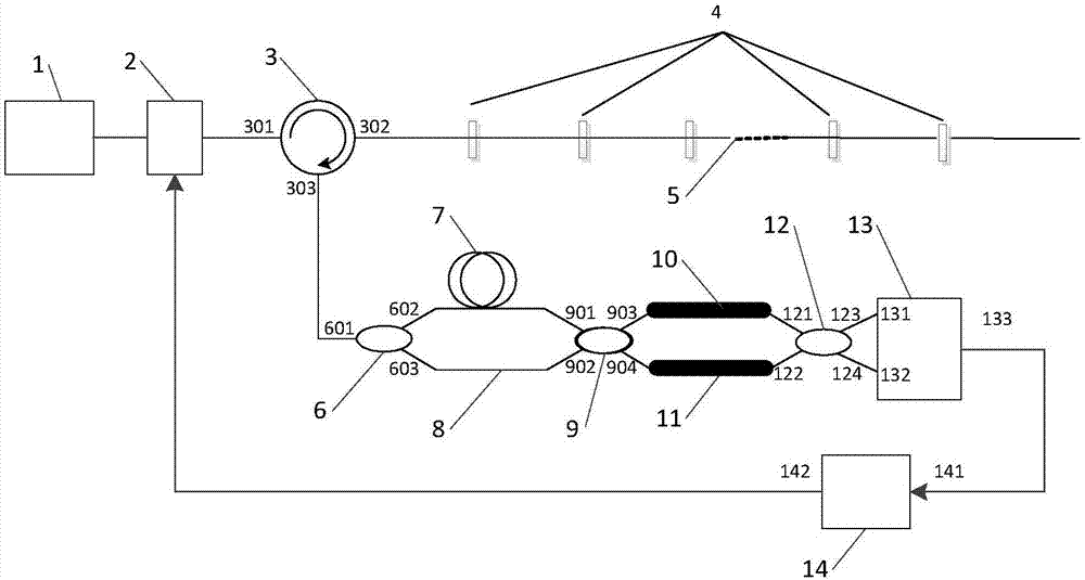 Fiber vibration signal detection device and method