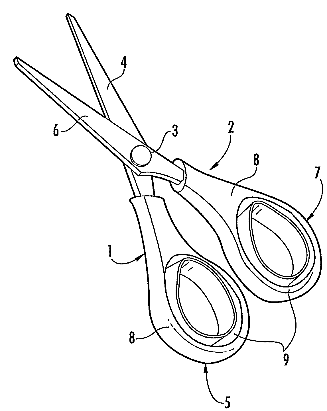 Scissors having handles with flexible rings