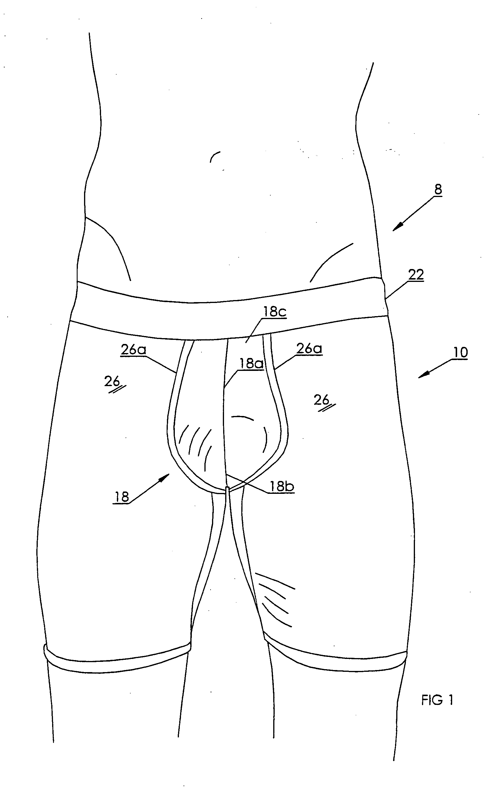 Underwear garment for a male