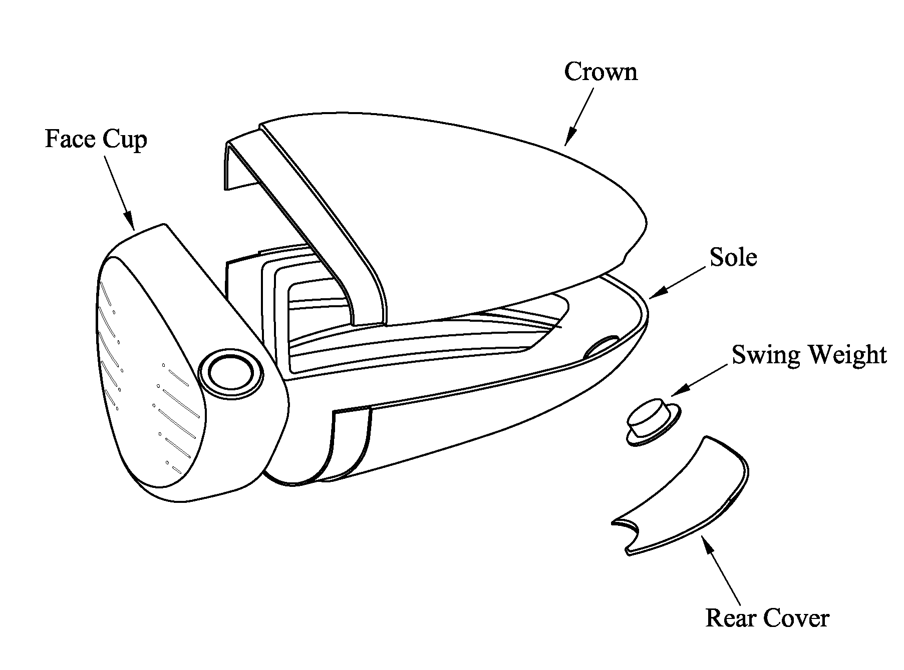 Golf club head with a compression-molded, thin-walled aft body