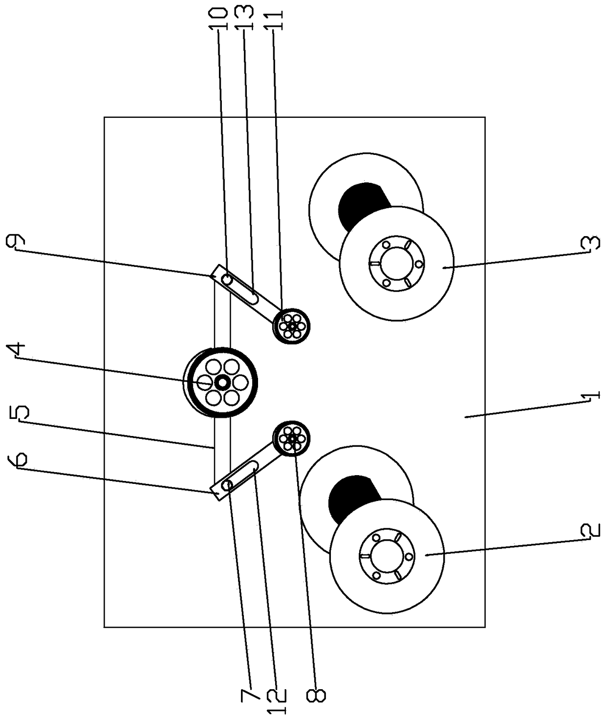 Three-way adjustable wire-splitting and take-up device