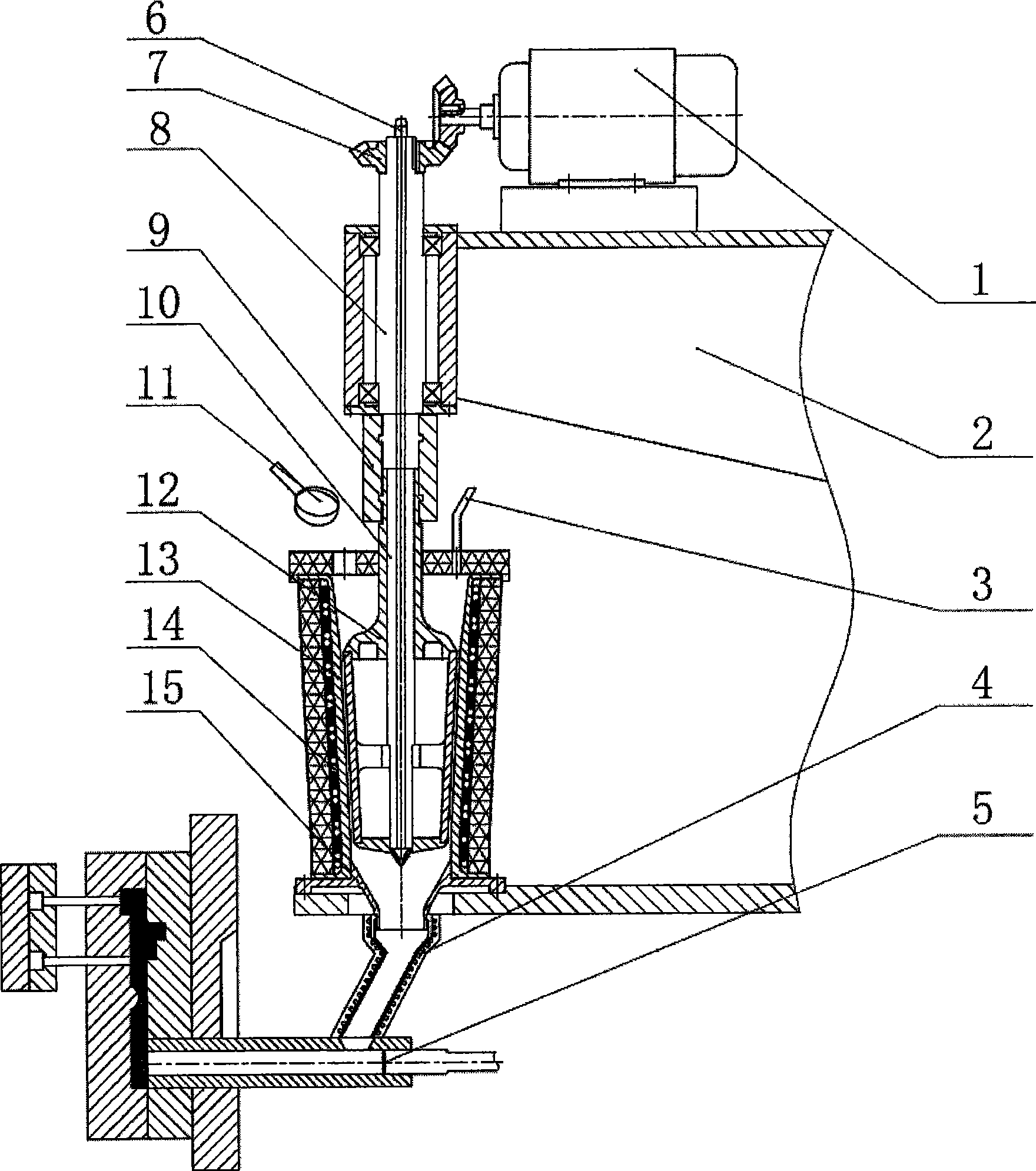 Suspension cone bucket type semi-solid metal slurry preparation and conveyor device