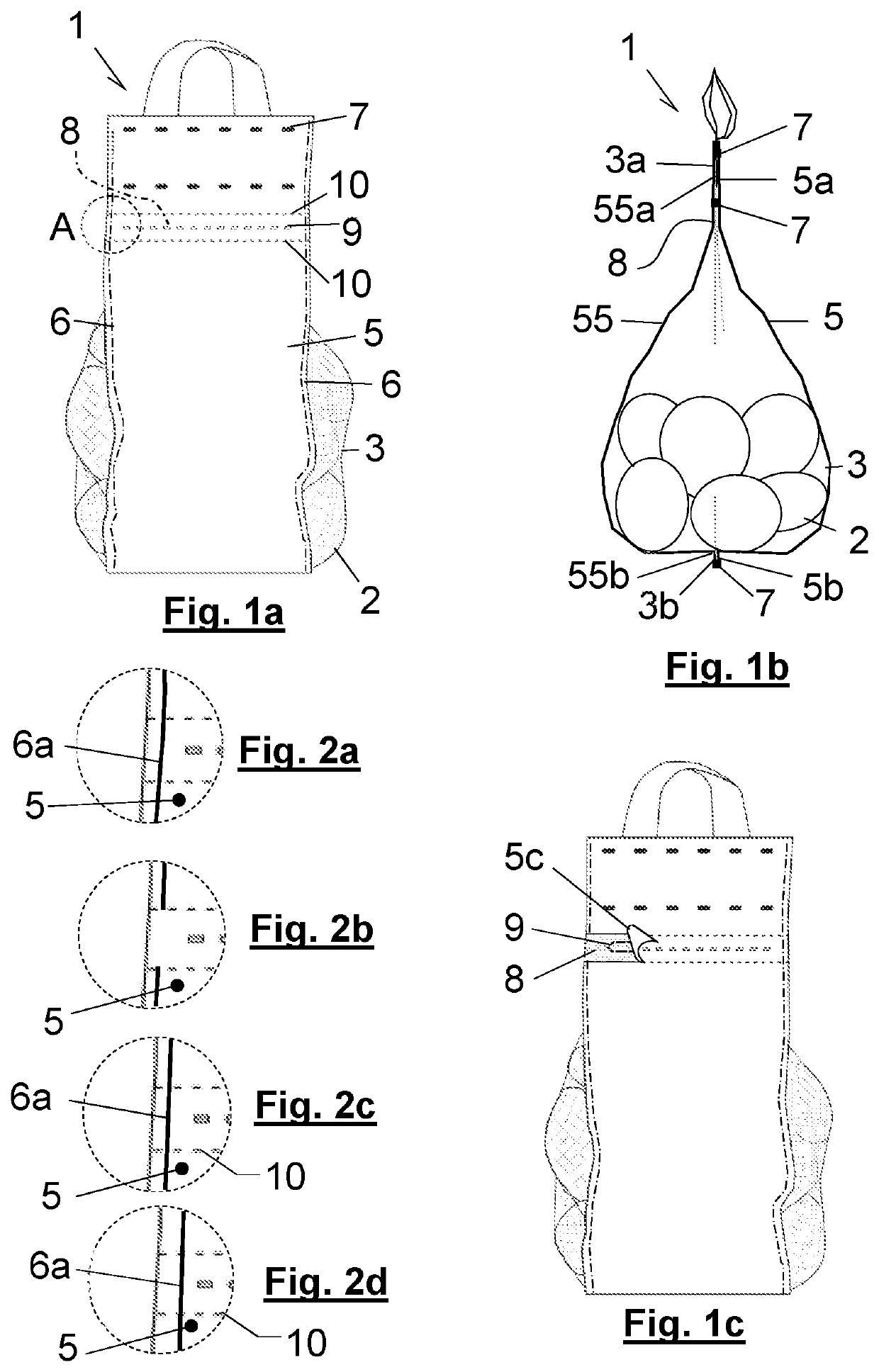 Bag suitable for packaging horticultural products and a method and means for the production thereof