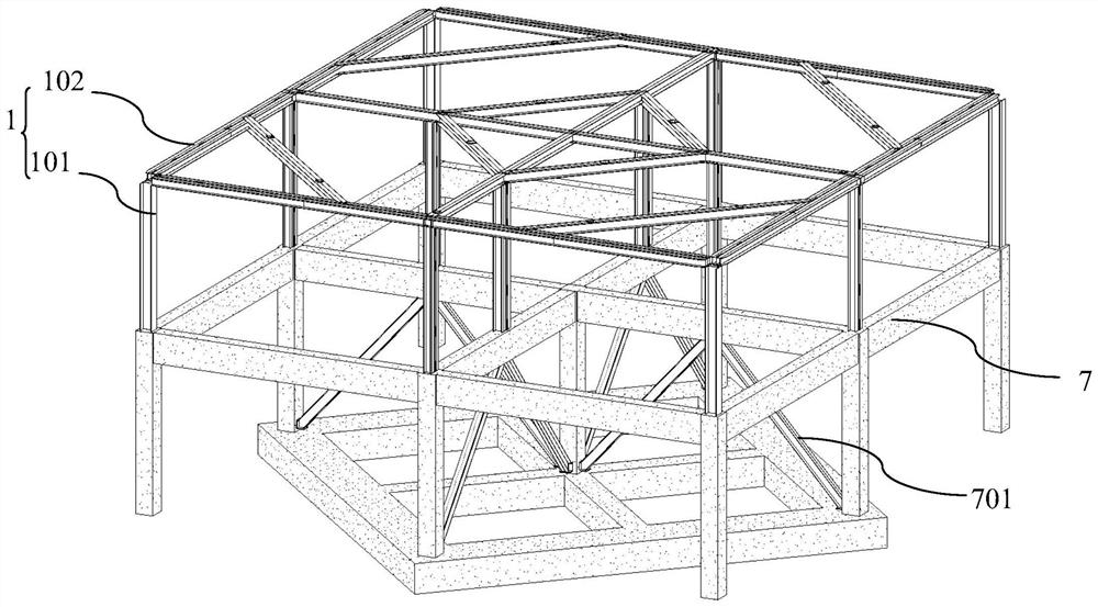 Construction method of high-altitude supporting operation frame based on bottom steel platform