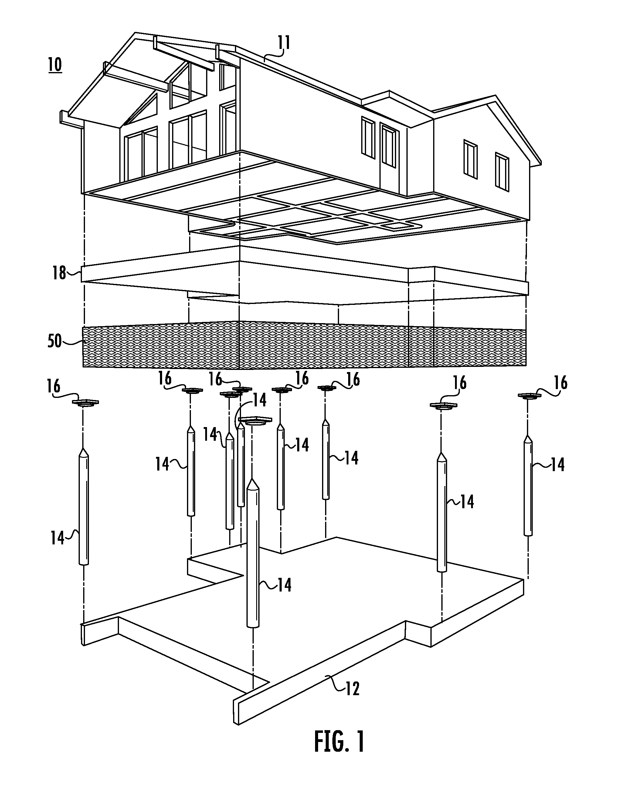 Method and system of raising an existing house in a flood or storm surge