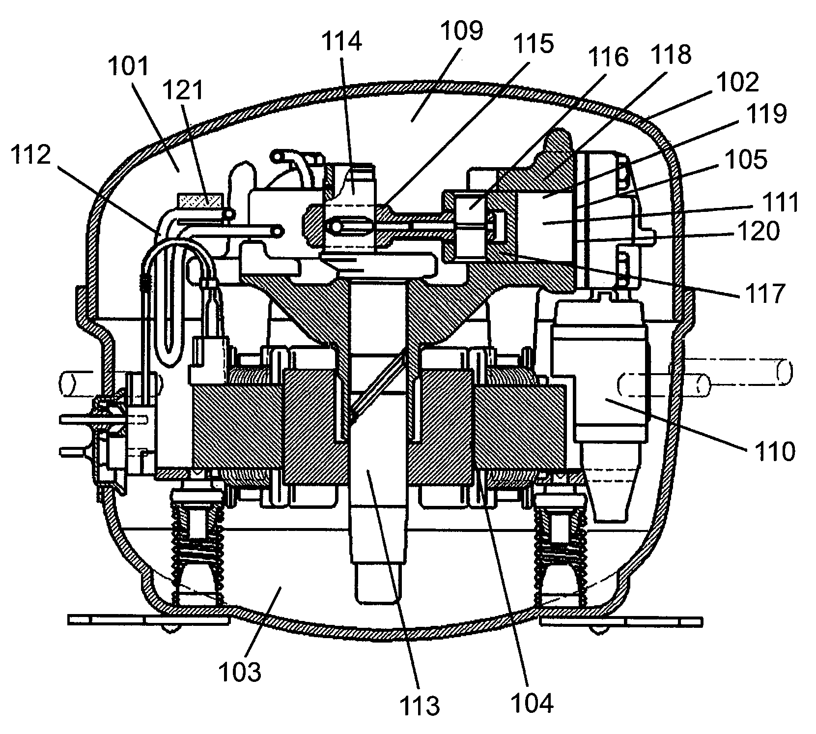 Hermetic compressor and refrigeration system