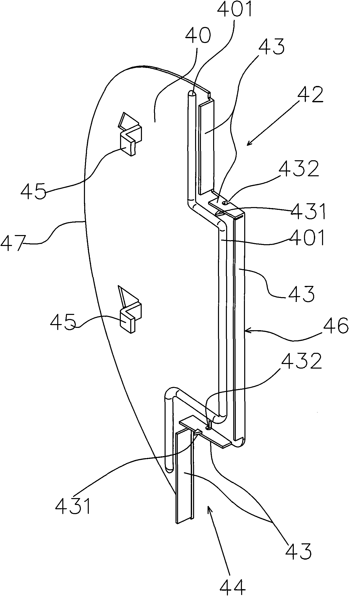 Connection device for LED lamp and radiating fins
