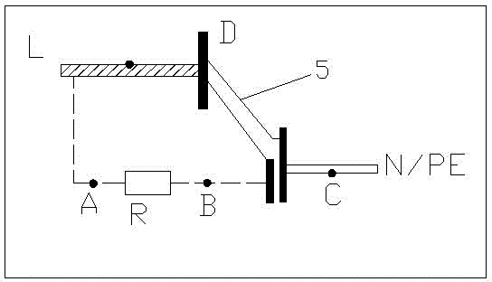 Three-pole discharge gap body and discharge trigger circuit