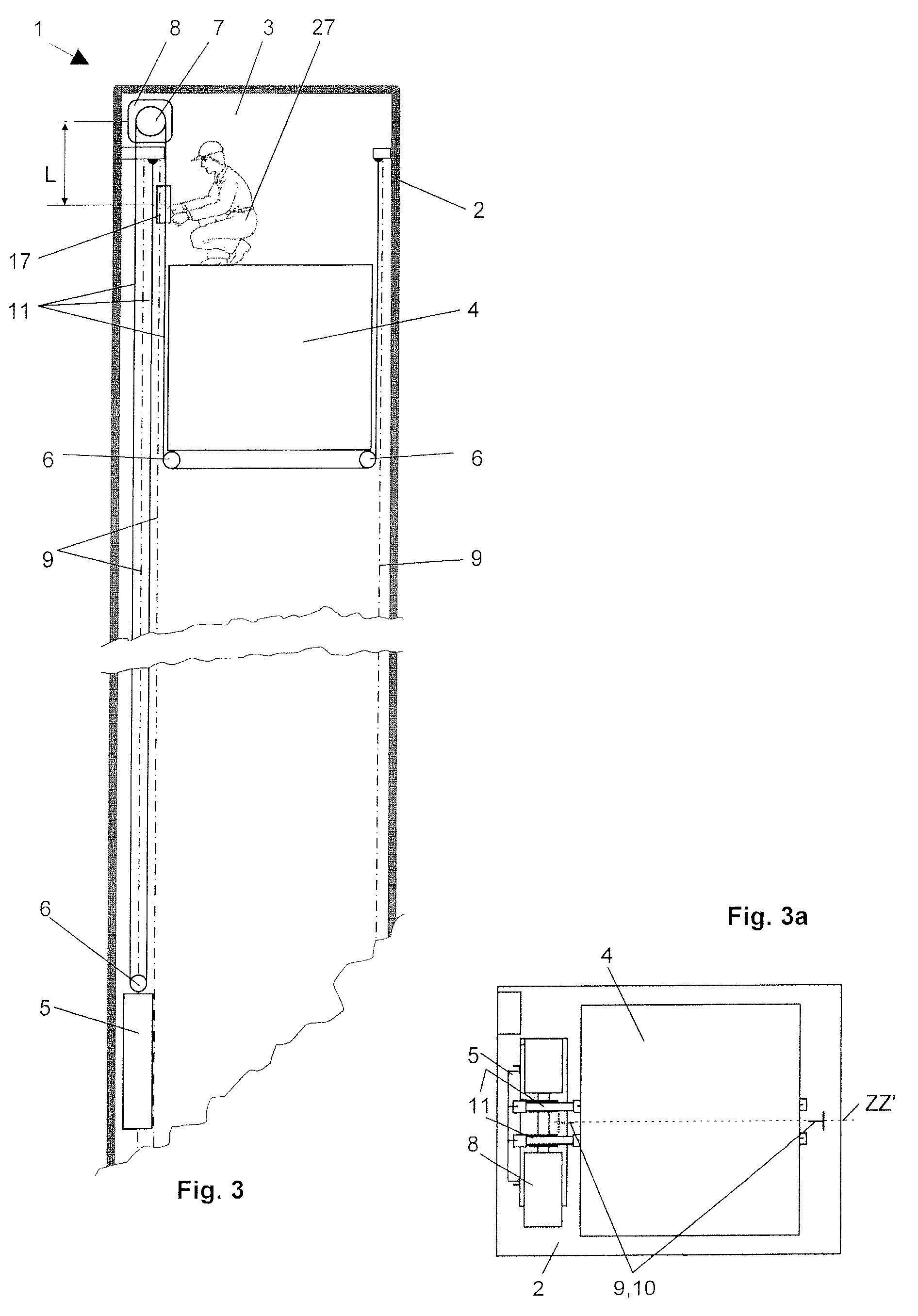 Elevator support means monitoring device and a method