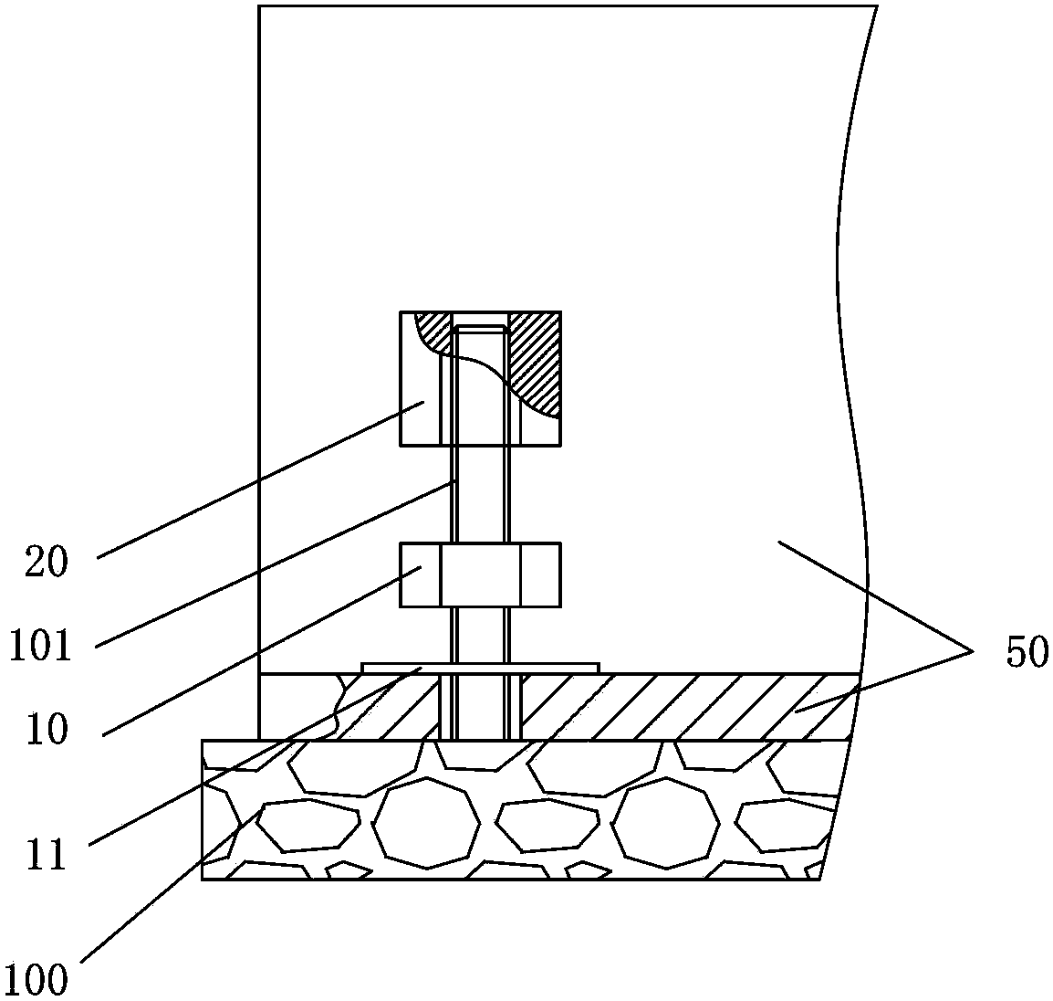 Construction method of installation equipment without sizing block