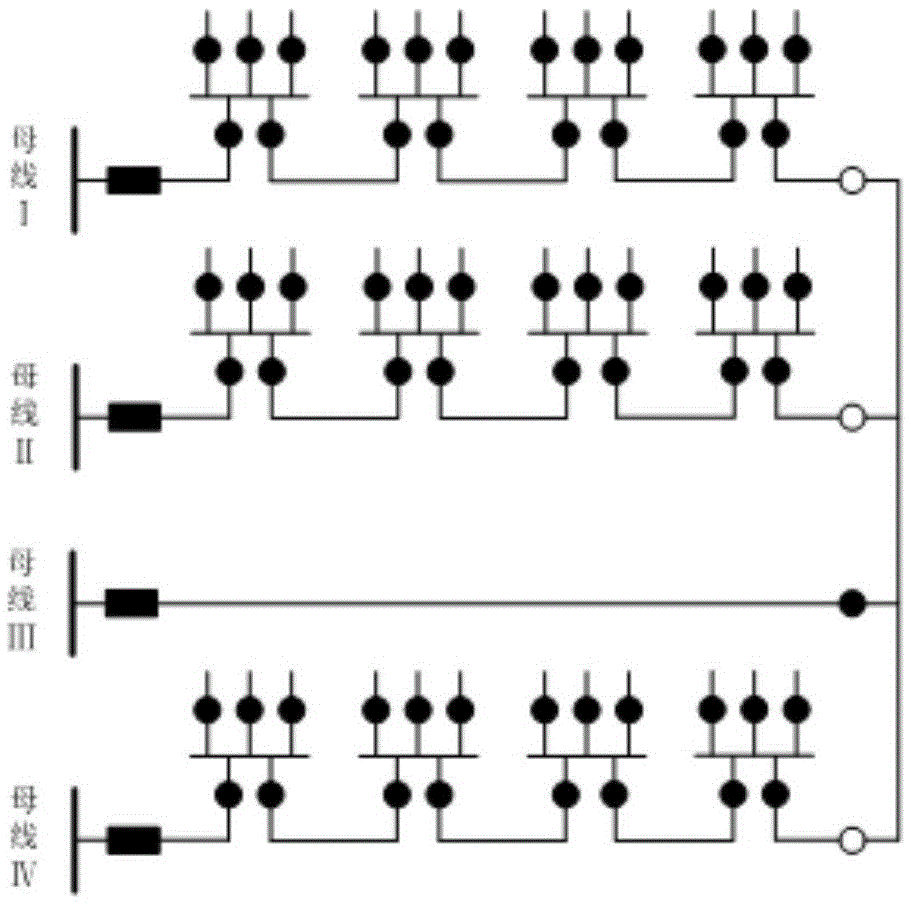 Power distribution network adopting four-loop-one-group crossed connection wiring