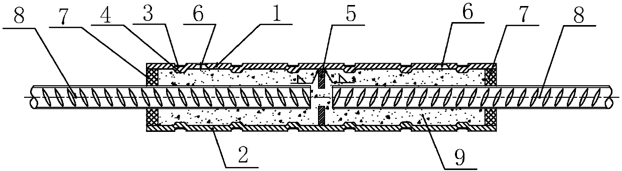 Combination formed connecting grouting sleeve and manufacturing method thereof