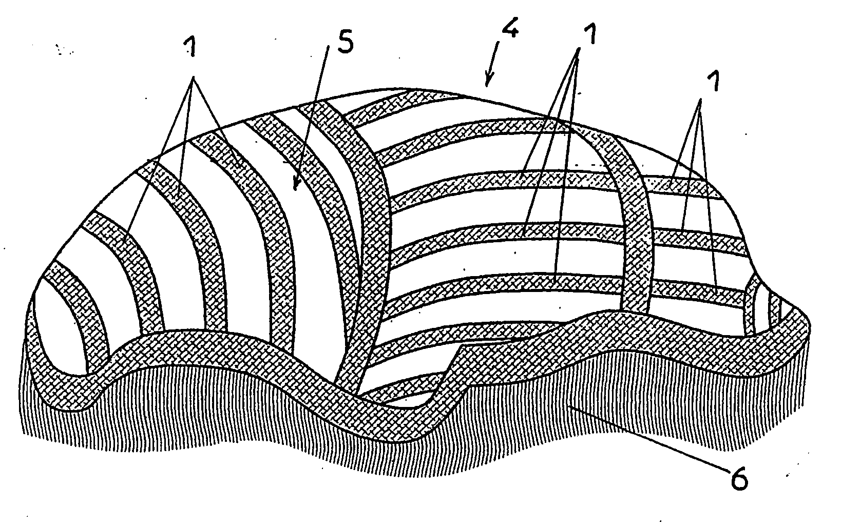 Self-adhesive flexible element and wig equipped with same