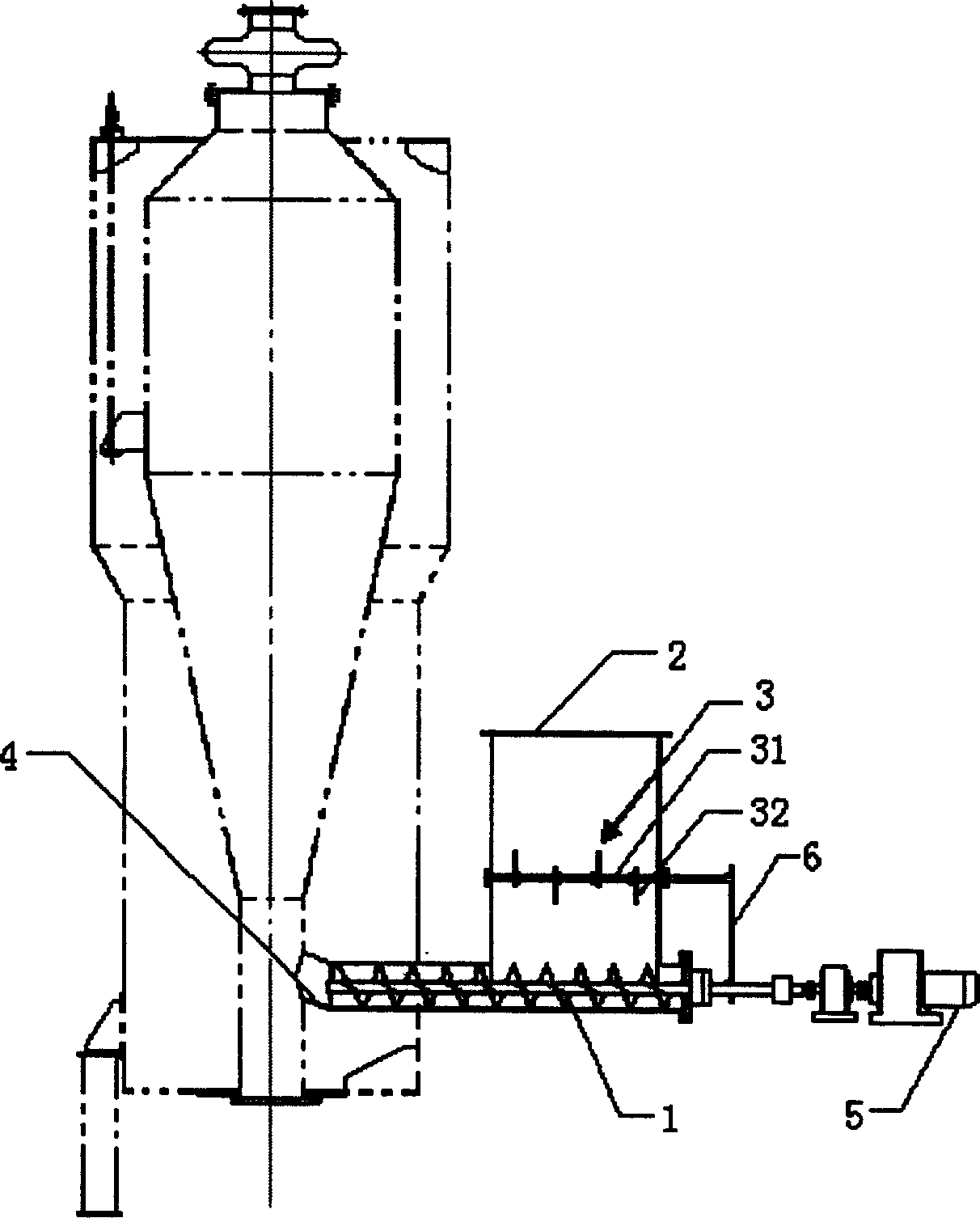 Continuous feeder for biomass fine particle stock