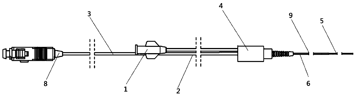 Optical fiber catheter intervening Schlemm's canal and preparation process of button-head