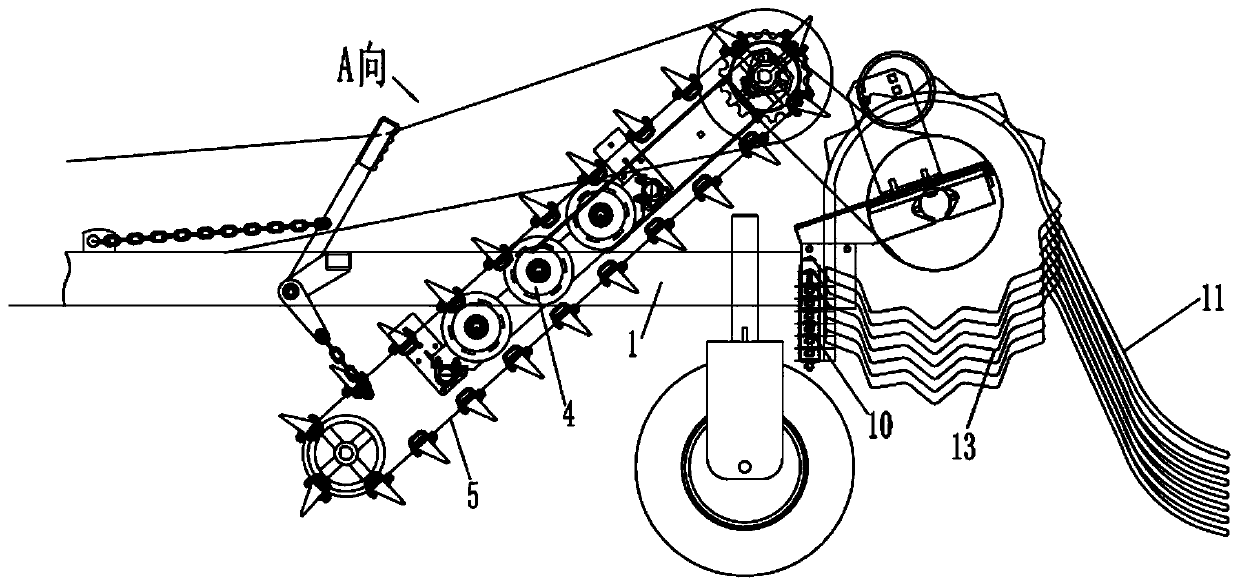 Peanut vine soil removing conveying and back laying device for peanut digging and back-laying machine