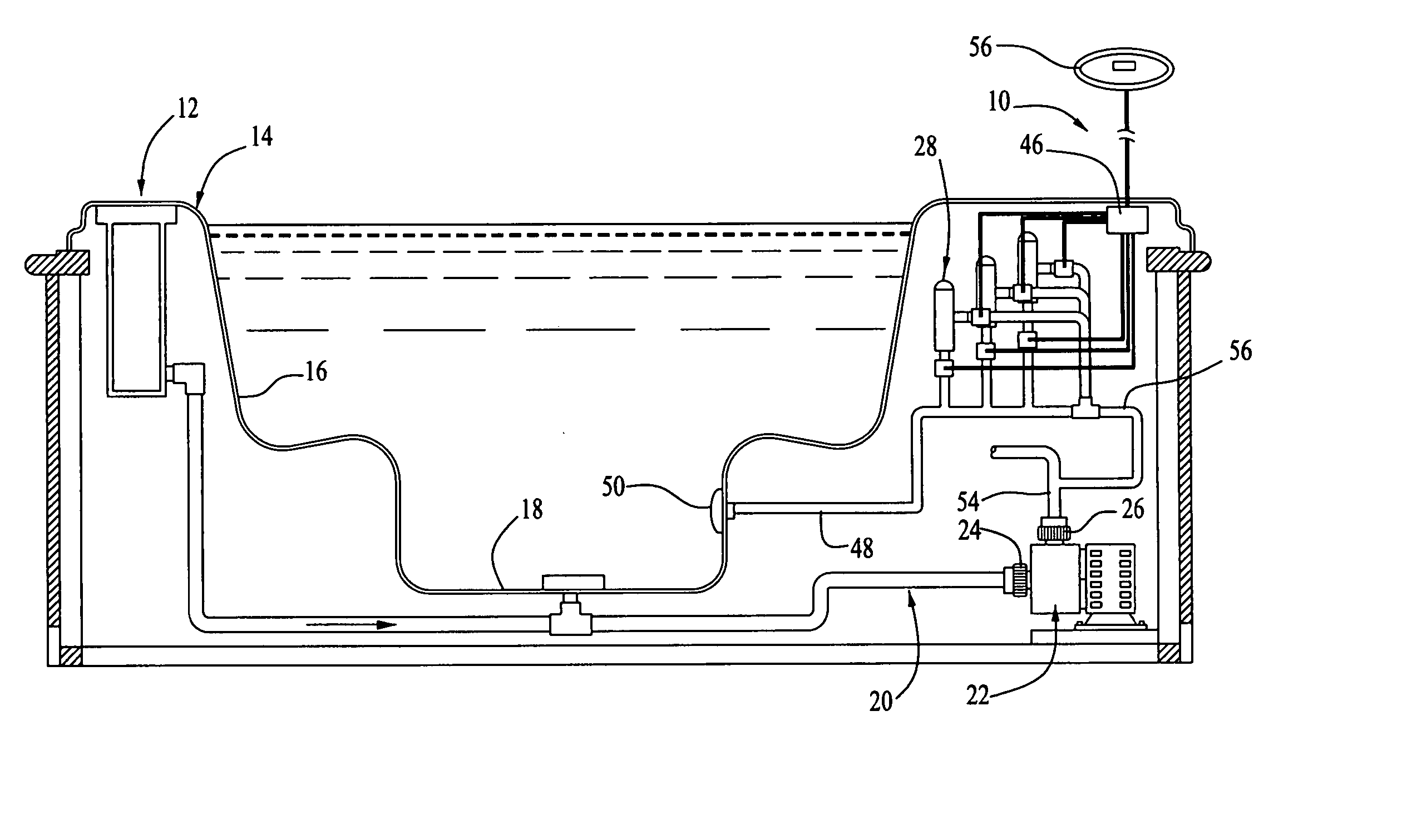 Automatic chemical injection system for water recreational apparatus