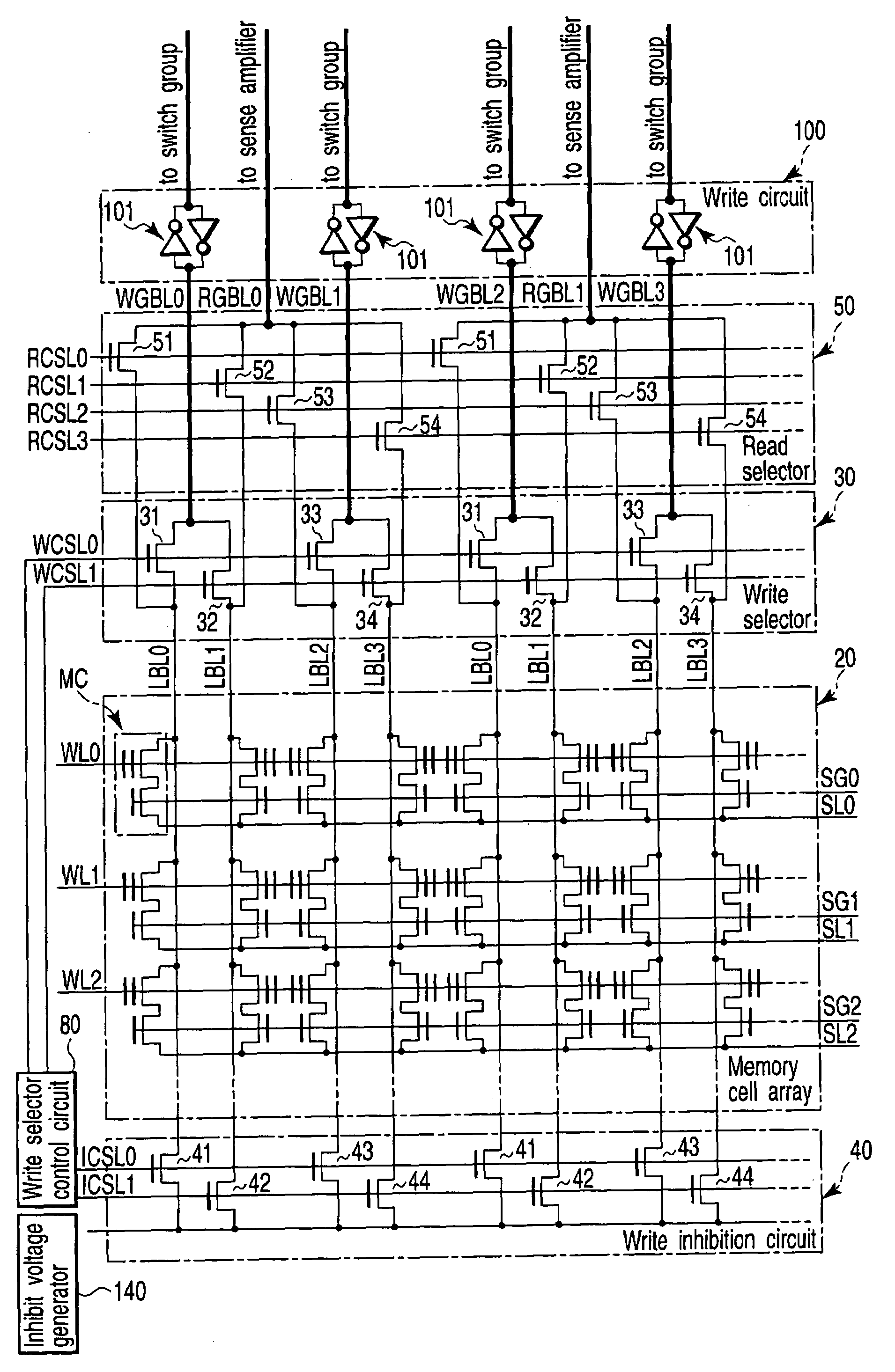 Semiconductor memory device with MOS transistors, each including a floating gate and a control gate, a control method thereof, and a memory card including the same