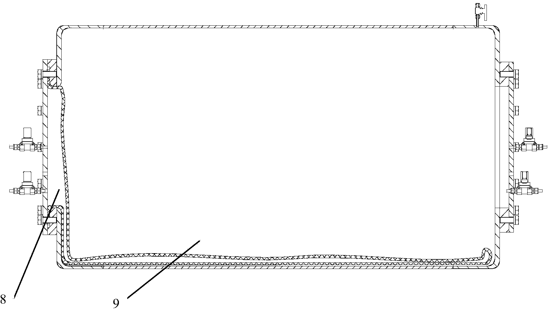 Self balancing composite tank oil and water substitution oil storage device