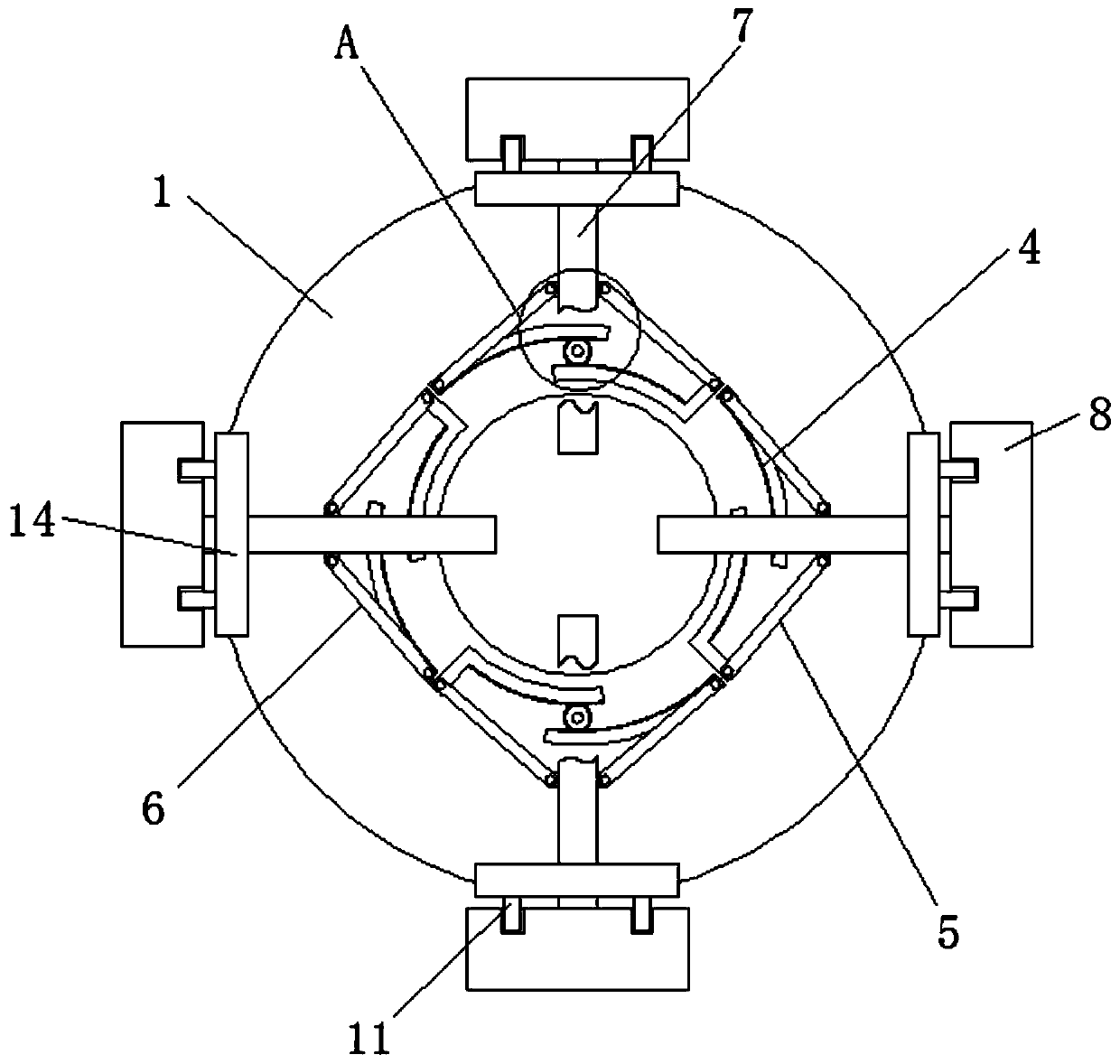 Flange fixing device utilizing lever transmission principle for dual fixing