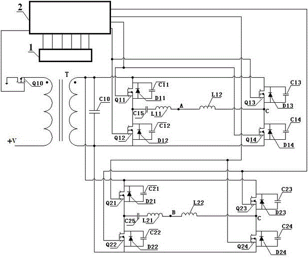 Ultrasonic motor full-bridge drive circuit based on double inductors and double capacitors