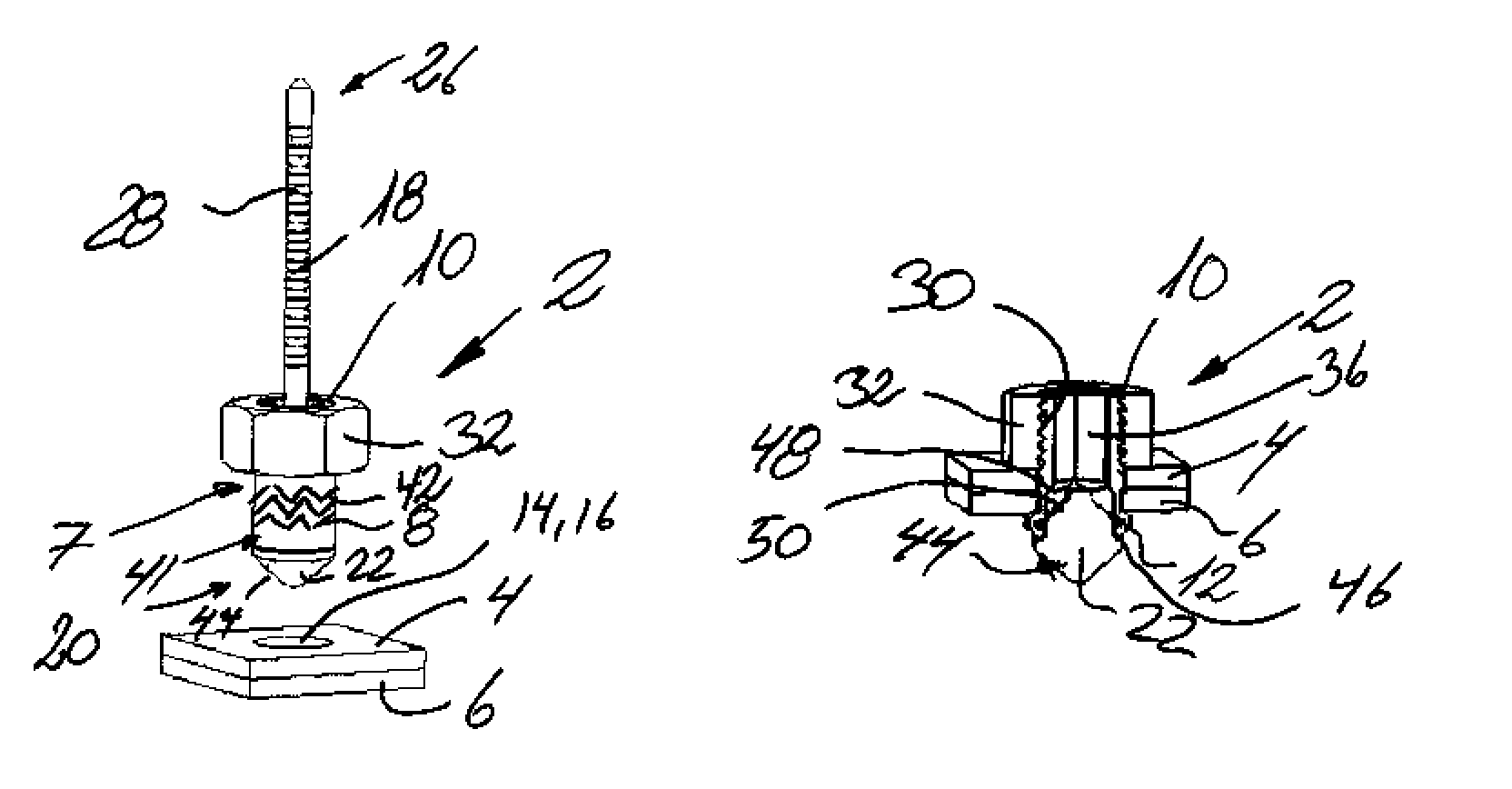 Mounting/assembly element for assembling workpieces, particularly overlapping plates and/or components