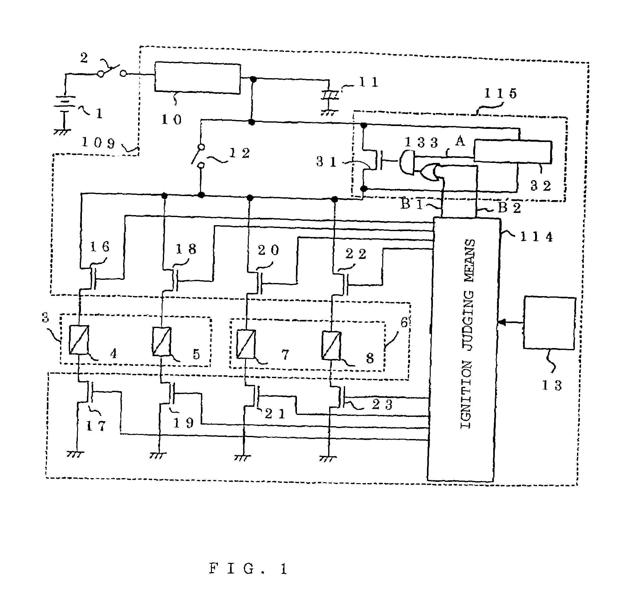 Air bag starter and backup circuit used therein