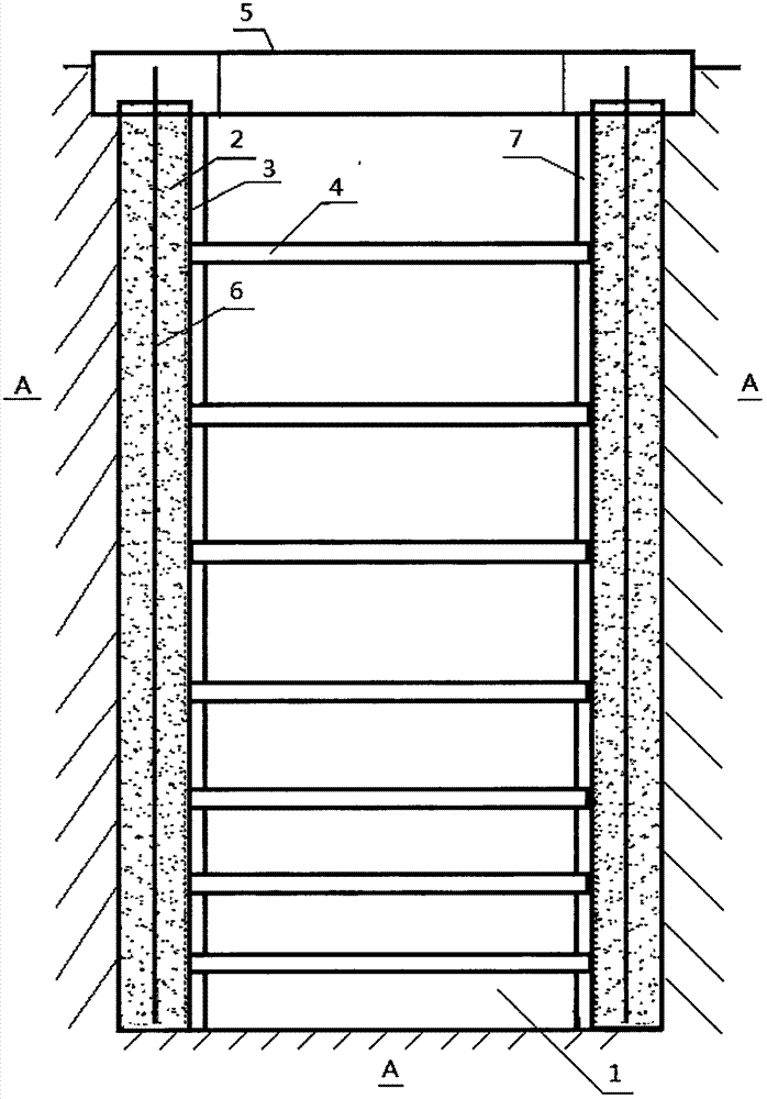 Deep foundation pit underground grain depot and construction method thereof