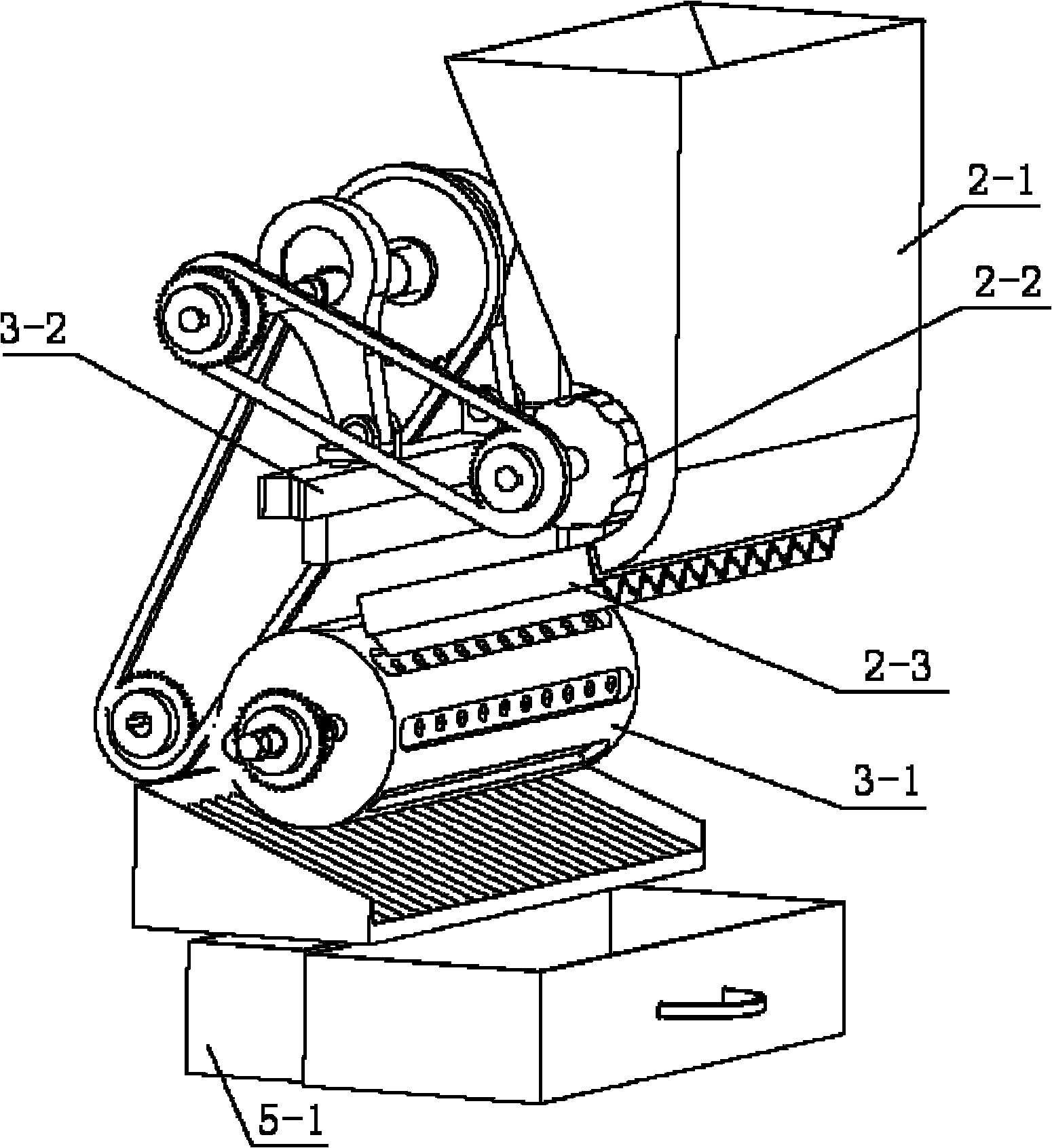 Hickory nut shell-crushing and sorting machine
