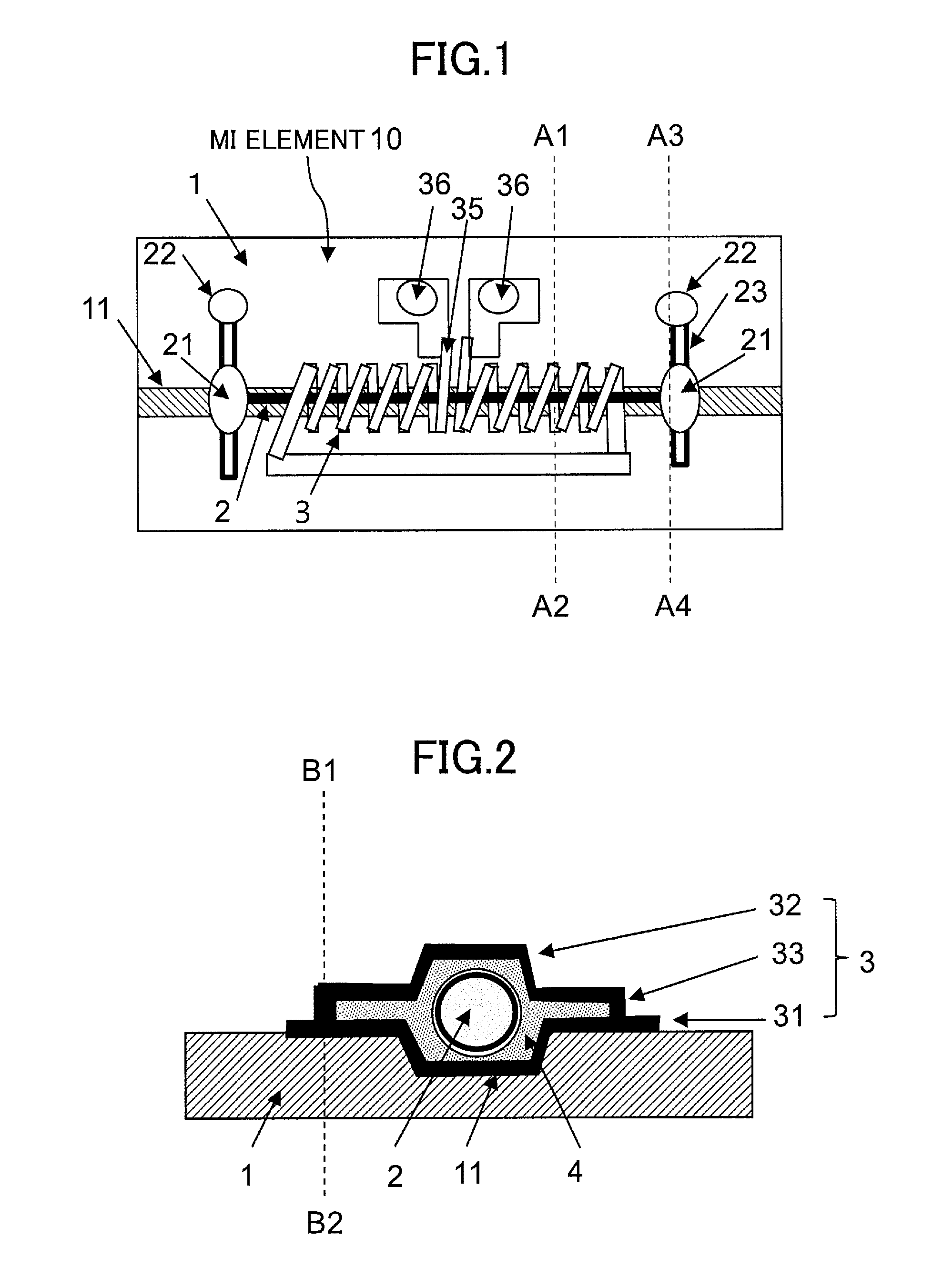 Magneto-impedance sensor element with electromagnetic coil and magneto-impedance sensor with electromagnetic coil