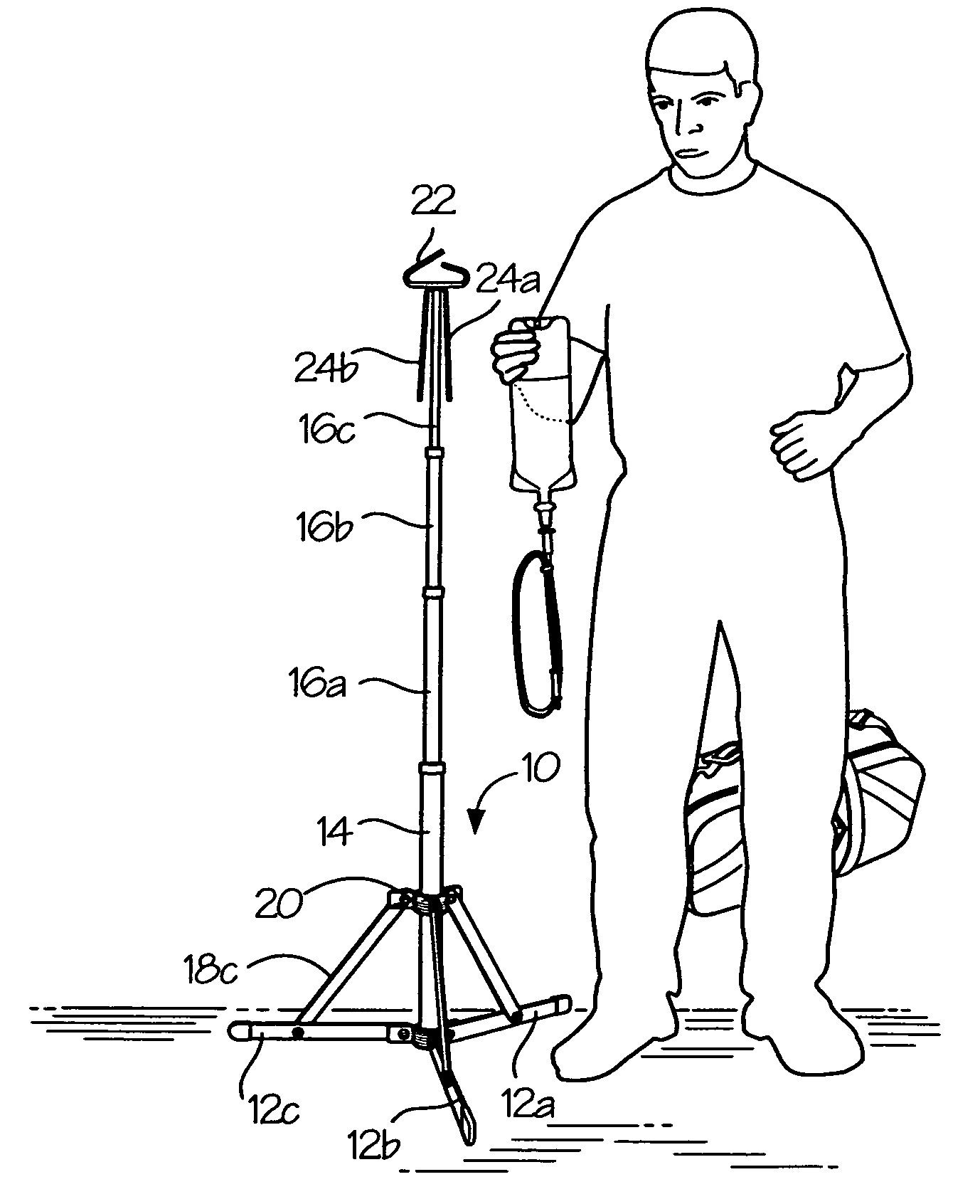 Transportable intravenous bag stand