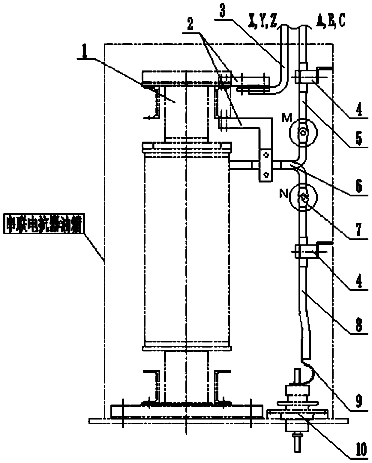 Lead wire device of an oil-immersed series reactor