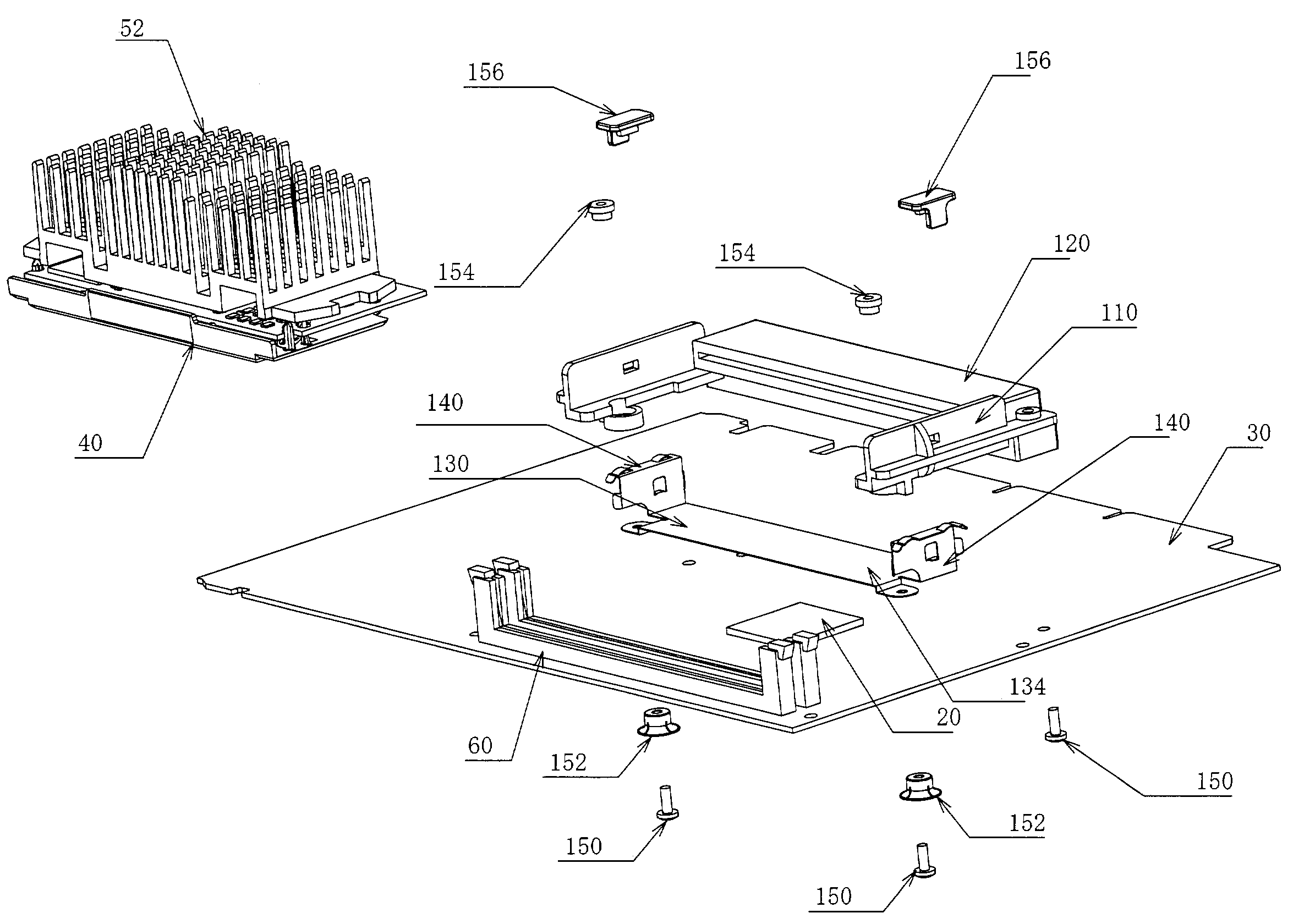 Retention module, heat sink and electronic device