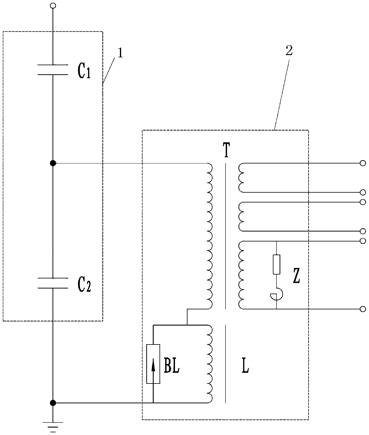 Damping compensation type capacitance type voltage transformer for eliminating ferromagnetic resonance