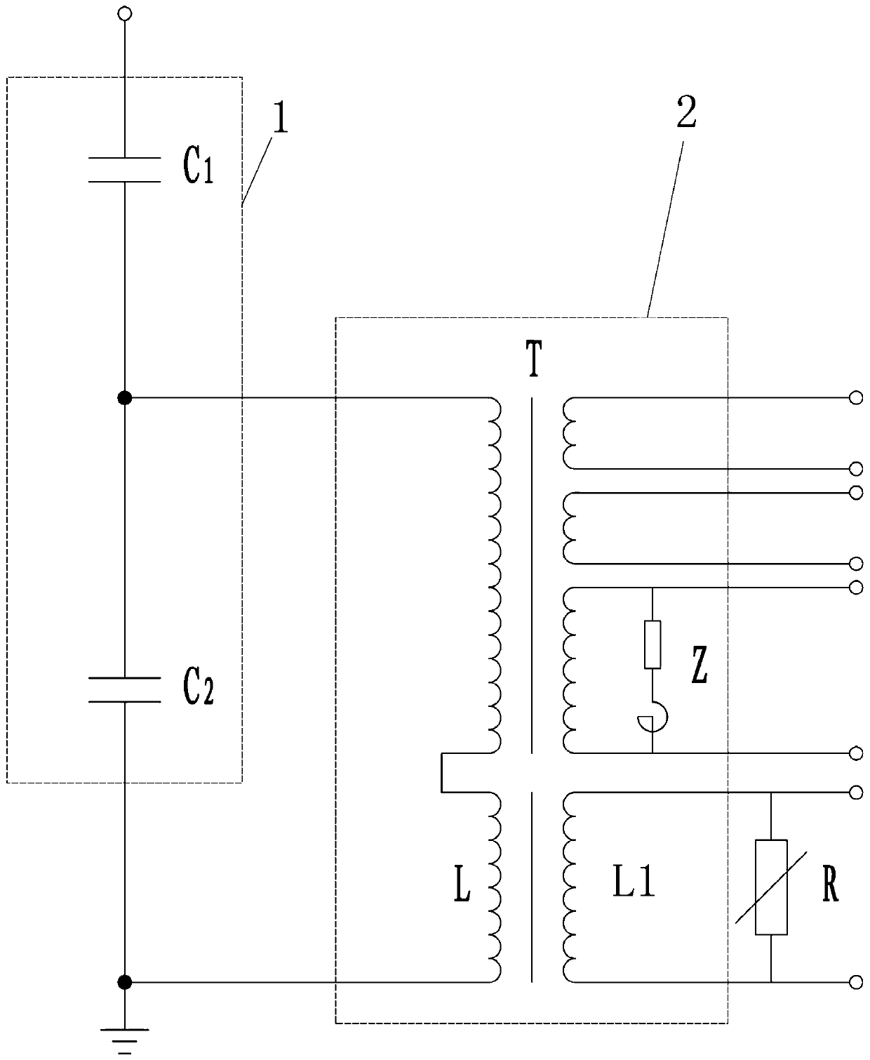 Damping compensation type capacitance type voltage transformer for eliminating ferromagnetic resonance