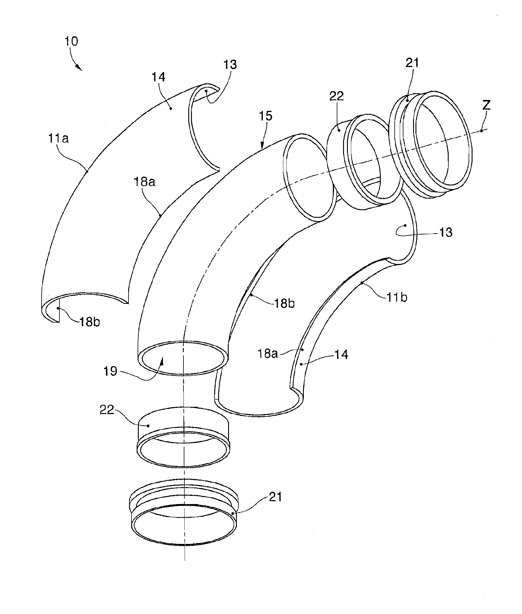 Method to make a curved tubular element to convey abrasive materials such as concrete or suchlike, and curved tubular element thus obtained