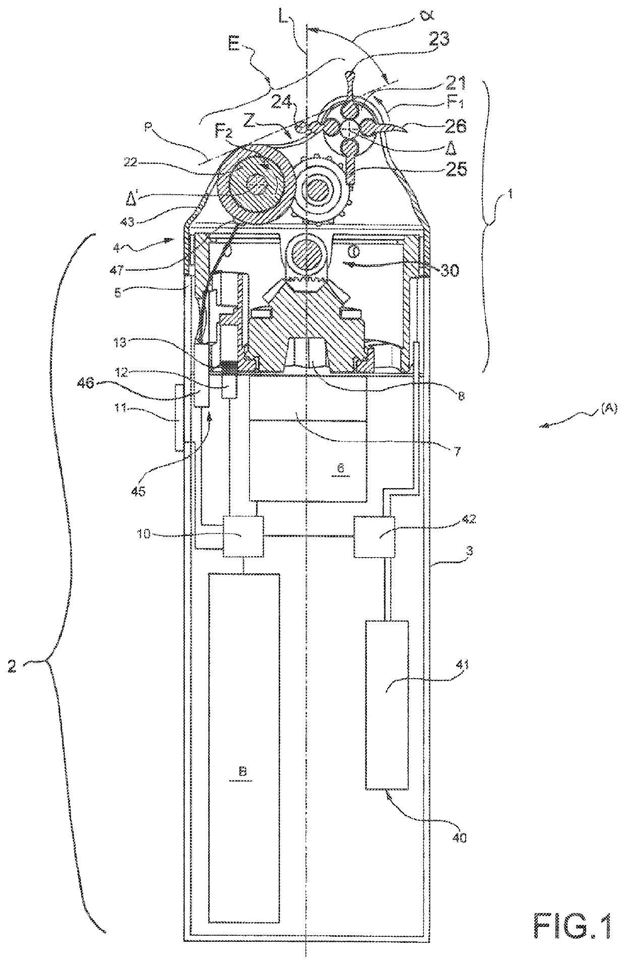 Massage device with massage head provided with a paddle roller and a smooth roller