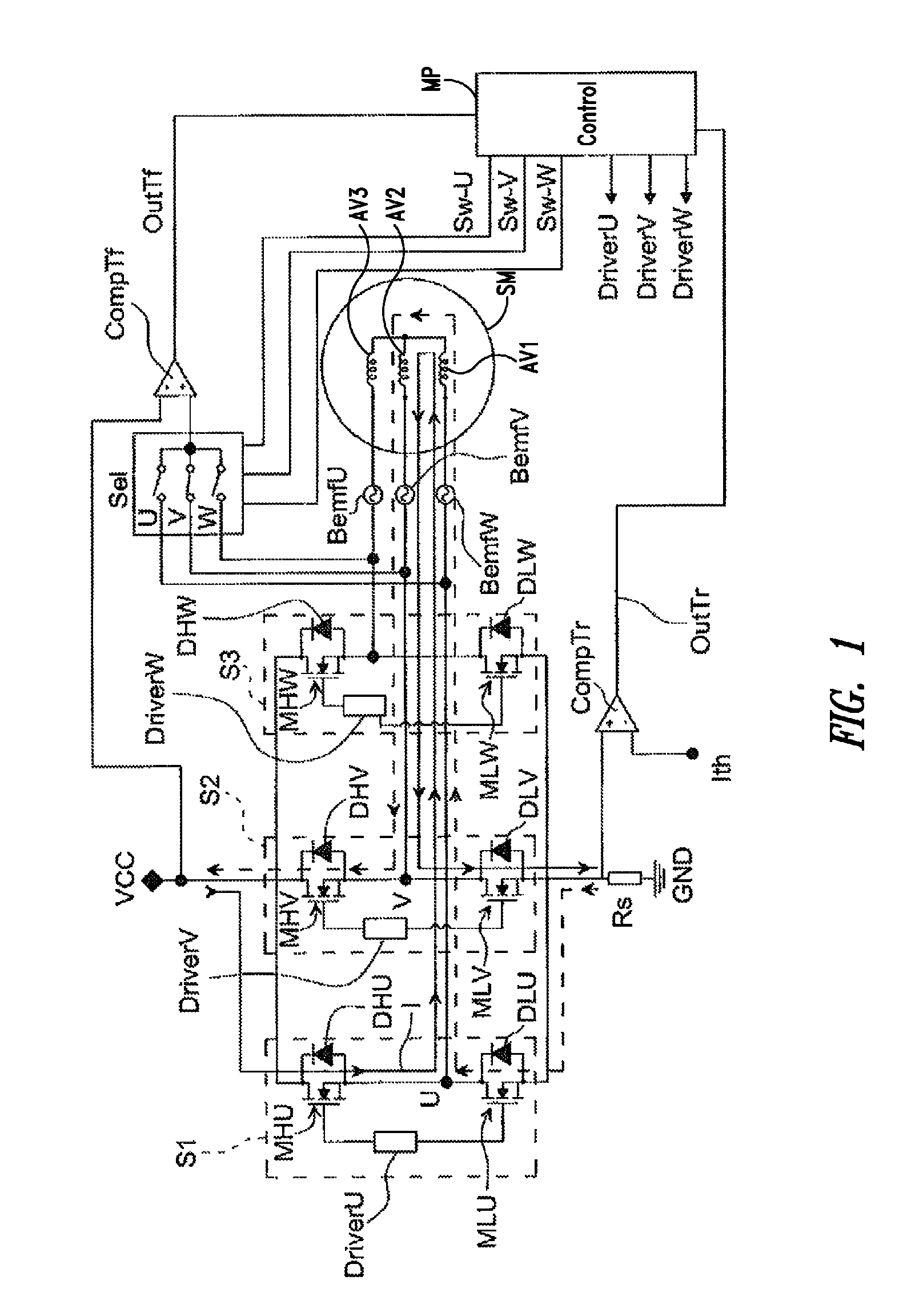 Apparatus for detecting the position of a rotor of an electric motor and related method