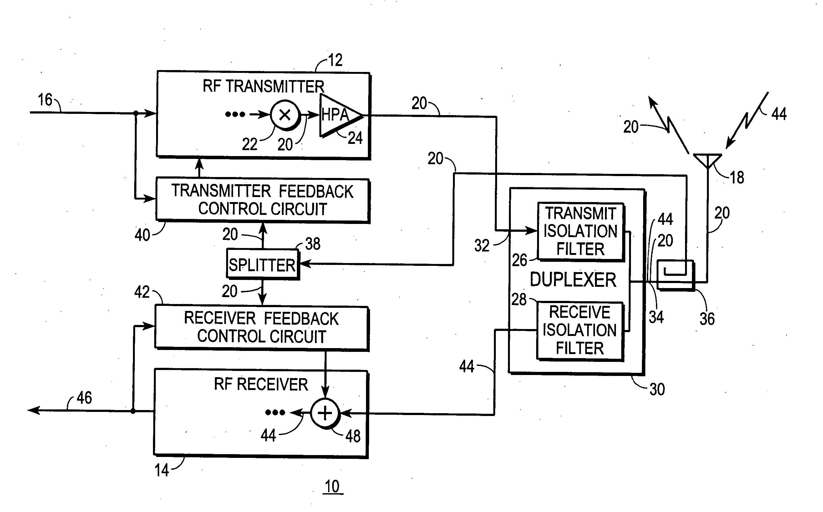 Transceiver with isolation-filter compensation and method therefor