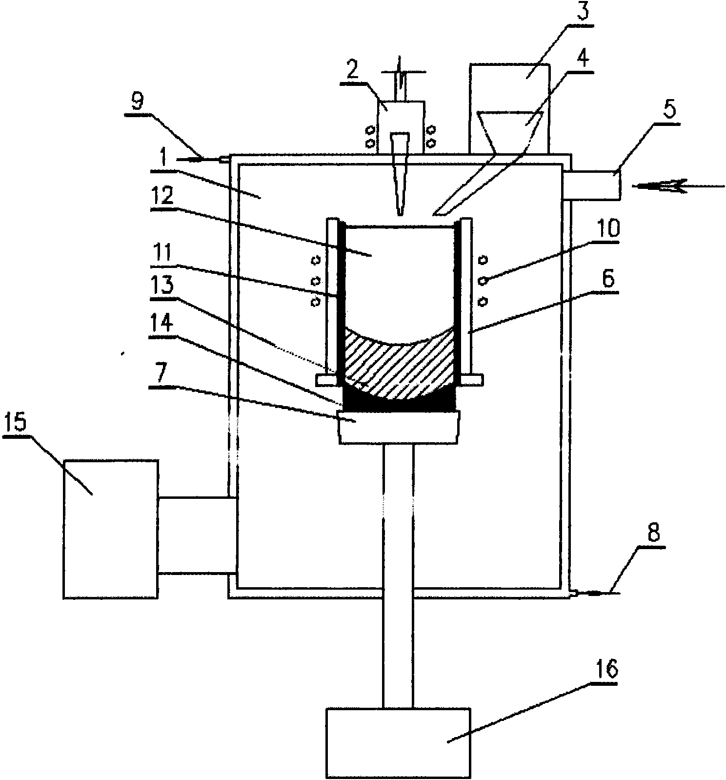 Device for purifying polysilicon by shell melting method, and method