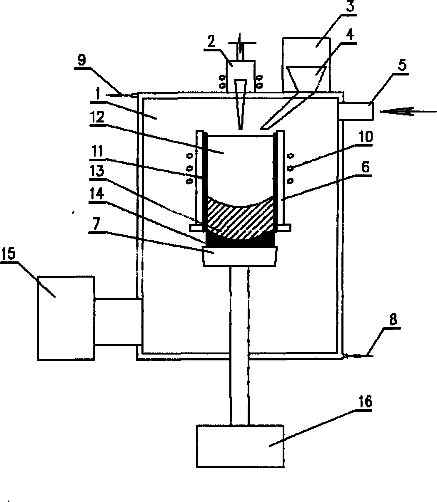Device for purifying polysilicon by shell melting method, and method